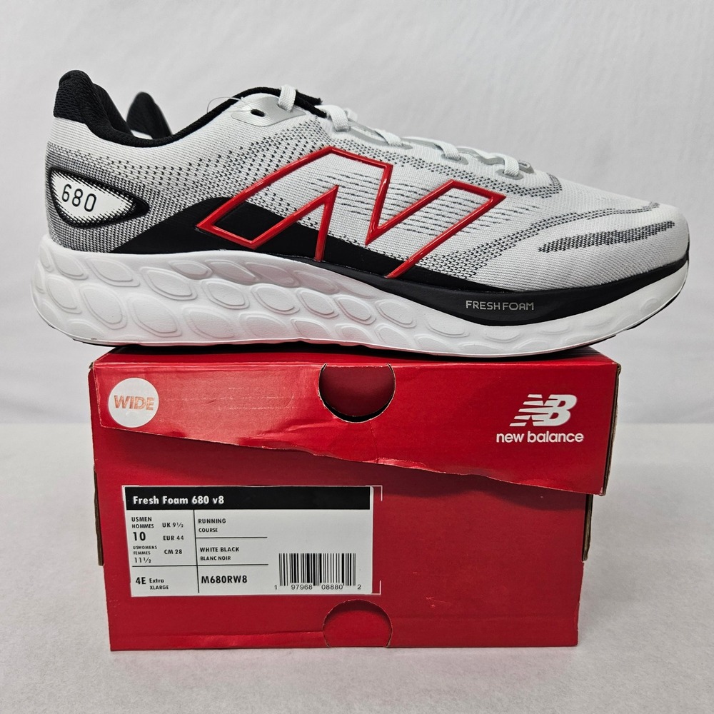 New Balance Fresh Foam 680 V8 Running Shoe M680RW8 Black White Mens Sz 10 XWide